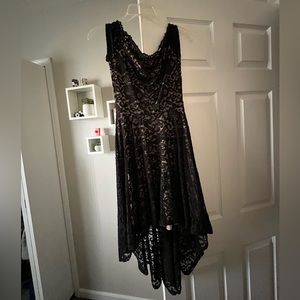 Medium black high-low, off-shoulder, lace dress from Windsor